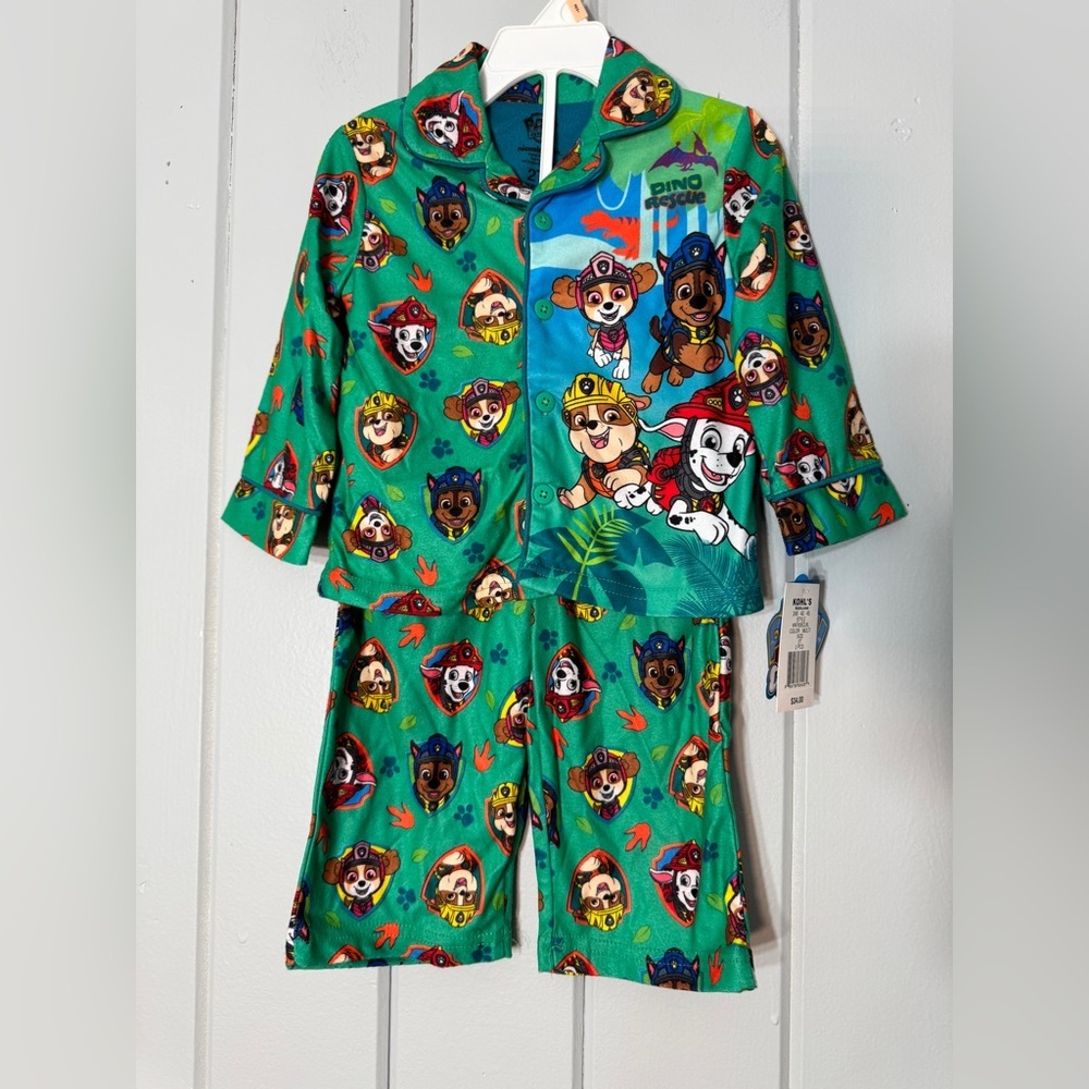 Paw‎ Patrol Dino Rescue Fleece PJ Set NWT Nickelodeon Flame Resistant Sleep 2T